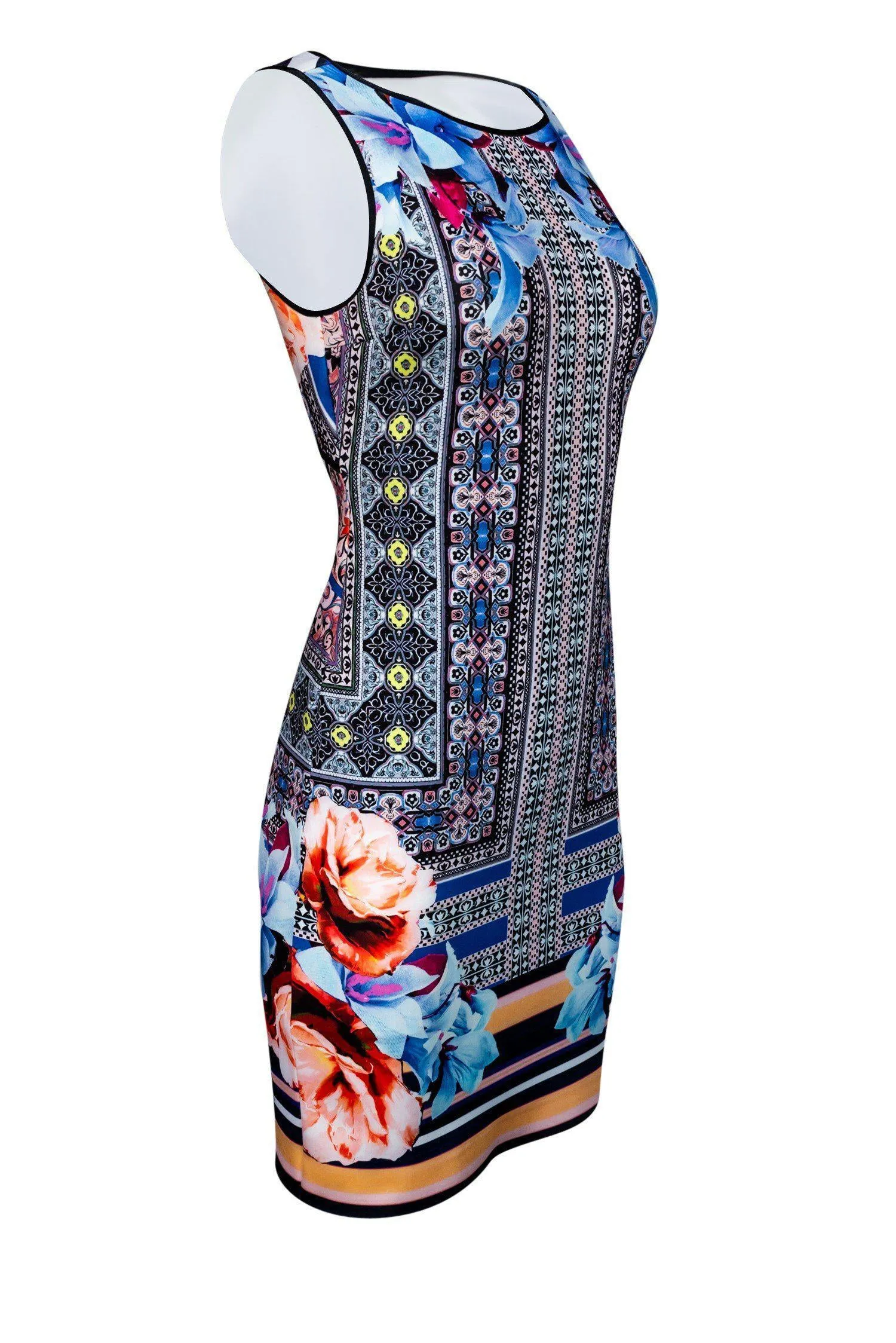 Clover Canyon - Floral & Geometric Bodycon w/ Keyhole Back Sz M
