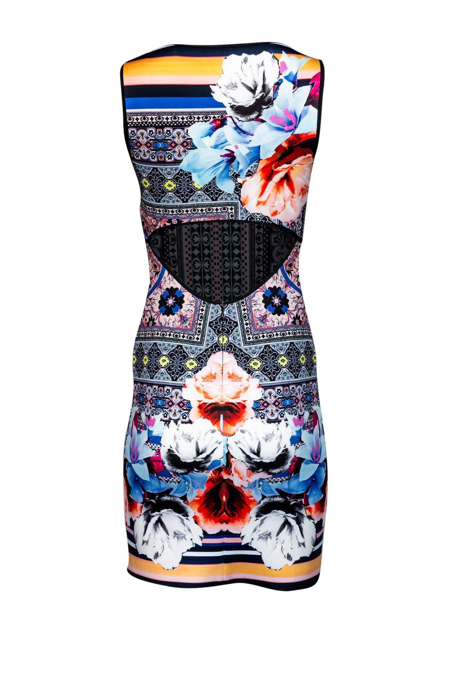Clover Canyon - Floral & Geometric Bodycon w/ Keyhole Back Sz M