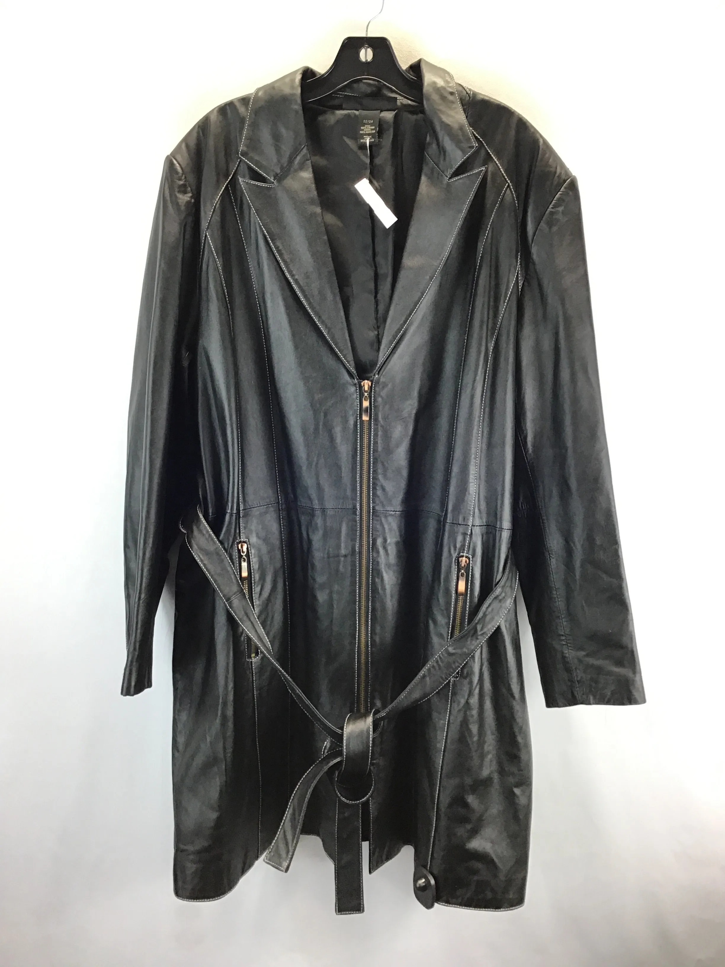 Coat Trench Coat By Venezia In Black, Size: 22