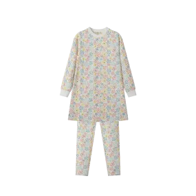 colorful flowers tunic set - white multi