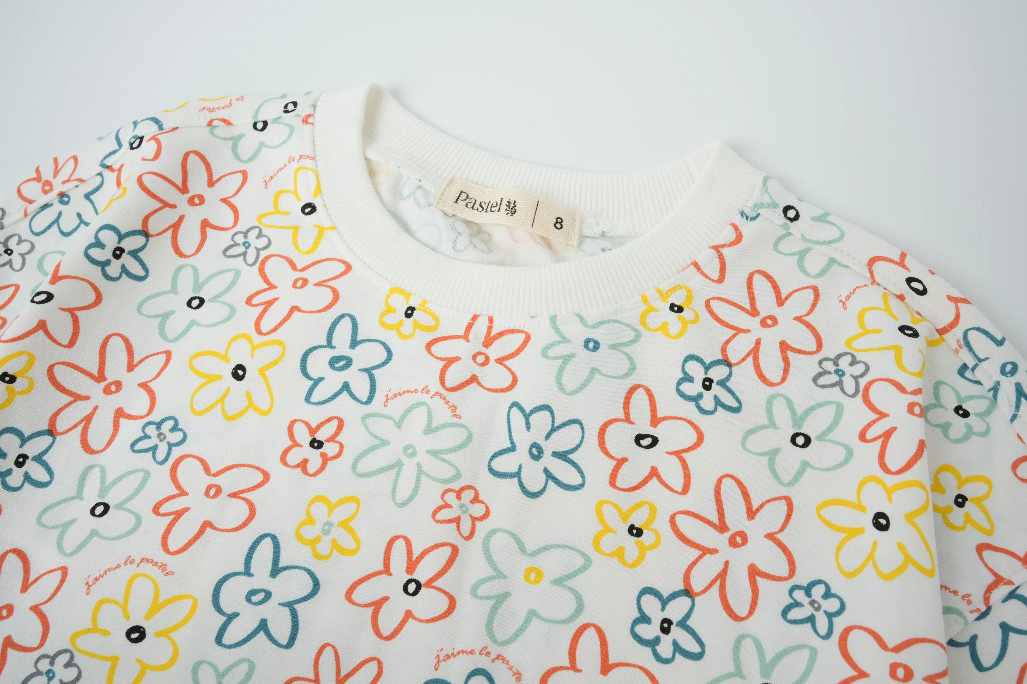 colorful flowers tunic set - white multi