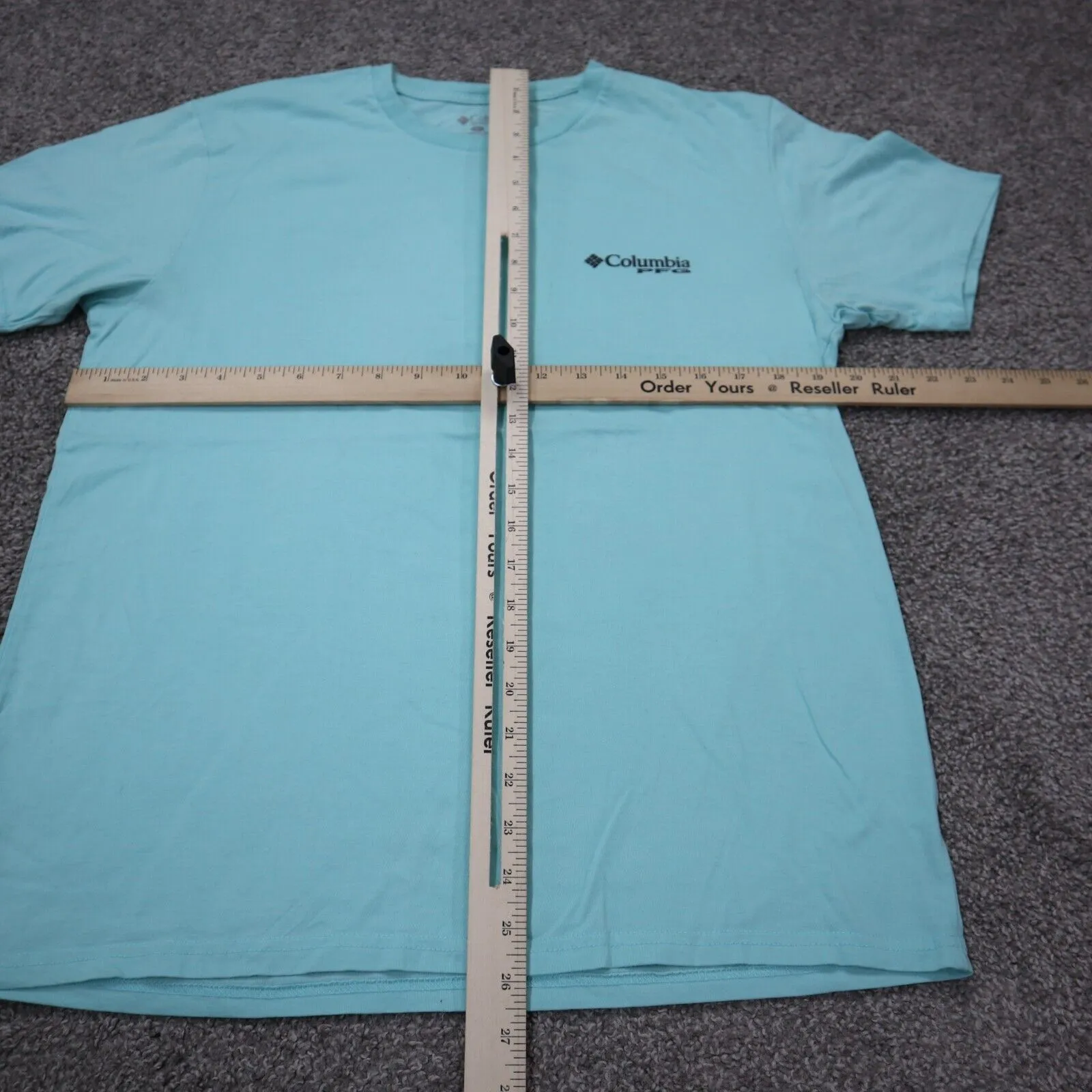 Columbia Mens T Shirt Top Back Graphic Tee 100% Cotton Short Sleeve Aqua Blue L