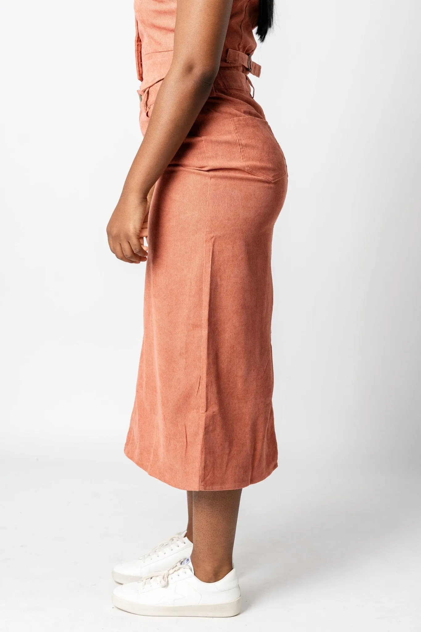 Corduroy maxi skirt rust