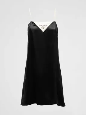 Crepe satin mini-dress with belt