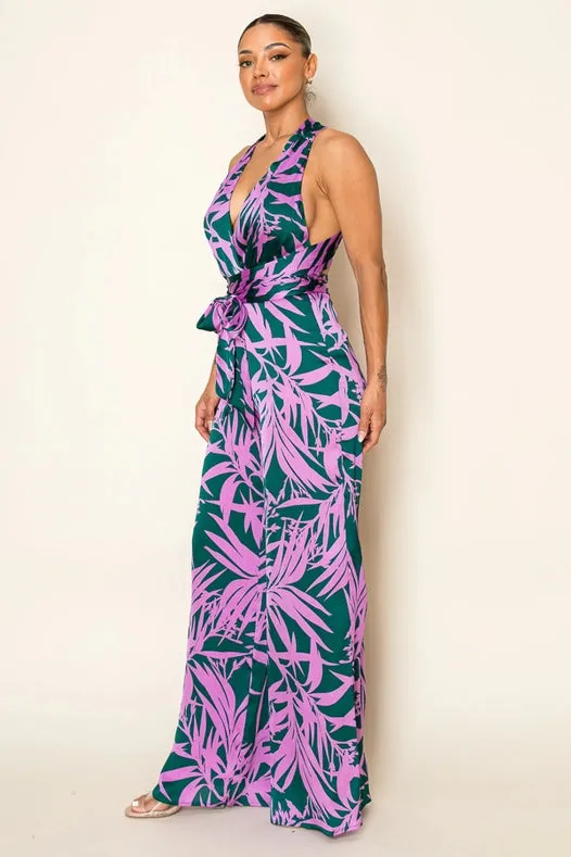 Crinkle Satin Multi Tieable Slvless Jumpsuit
