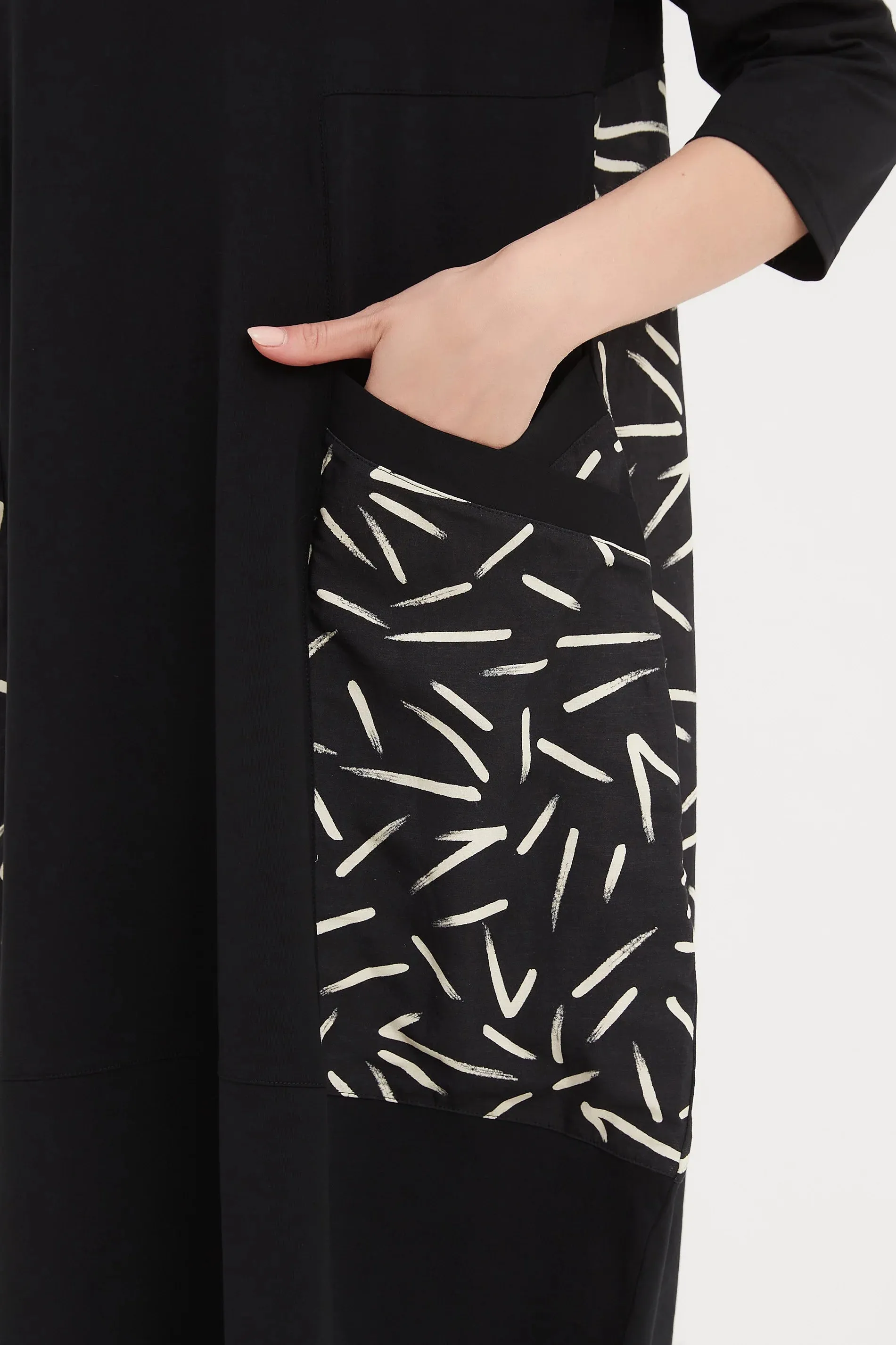 Cross Pocket Combi Dress | Black Fireworks
