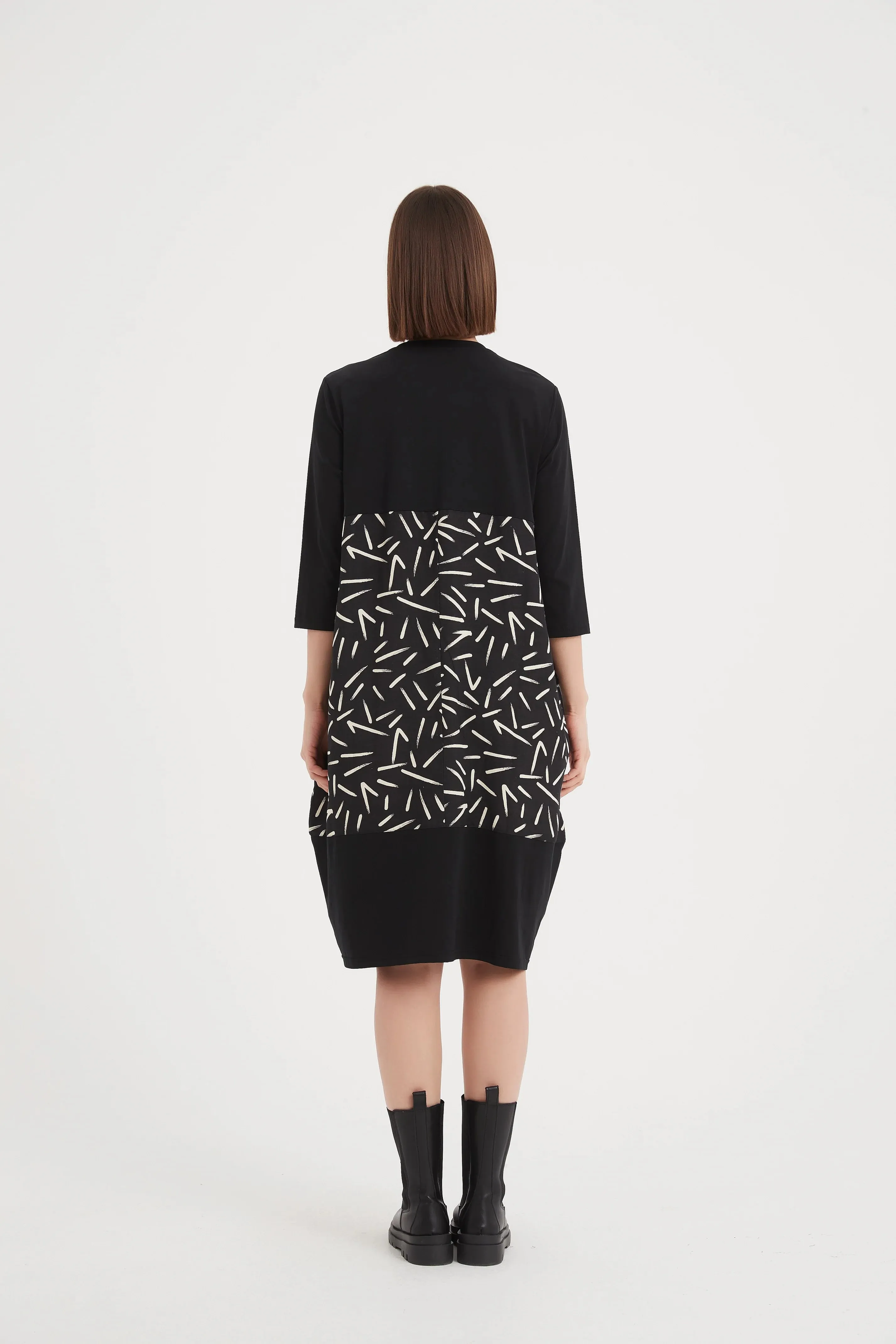 Cross Pocket Combi Dress | Black Fireworks