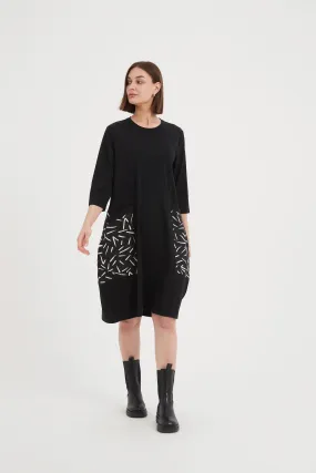 Cross Pocket Combi Dress | Black Fireworks