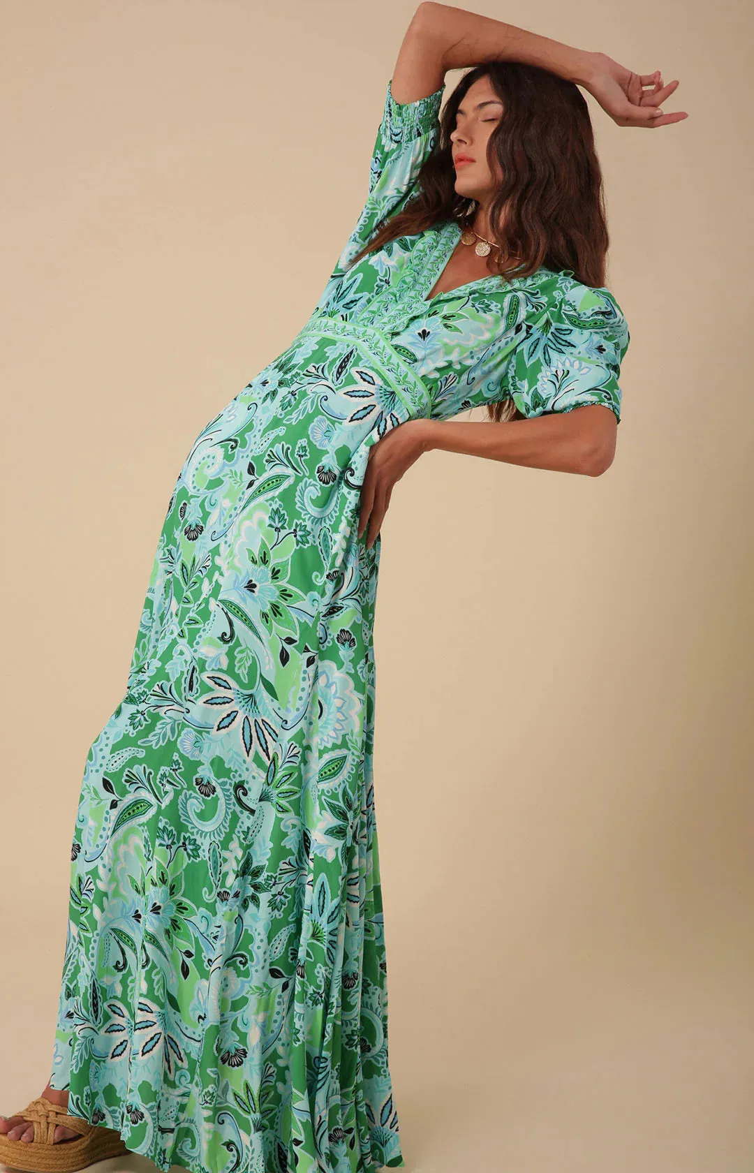 Daisy Maxi Dress Turquoise - Hale Bob