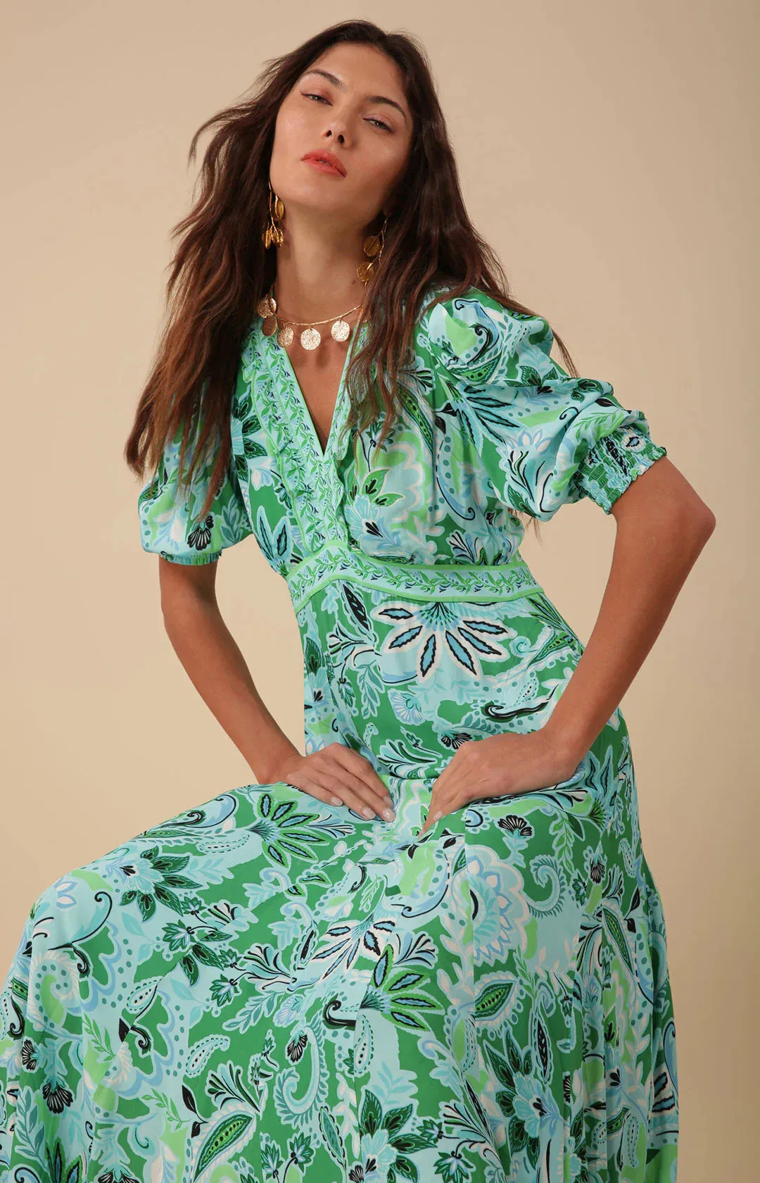 Daisy Maxi Dress Turquoise - Hale Bob