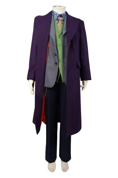 Dark Knight Heath Ledger Joker 6 pcs Costume Set *  Wool trench Coat Version