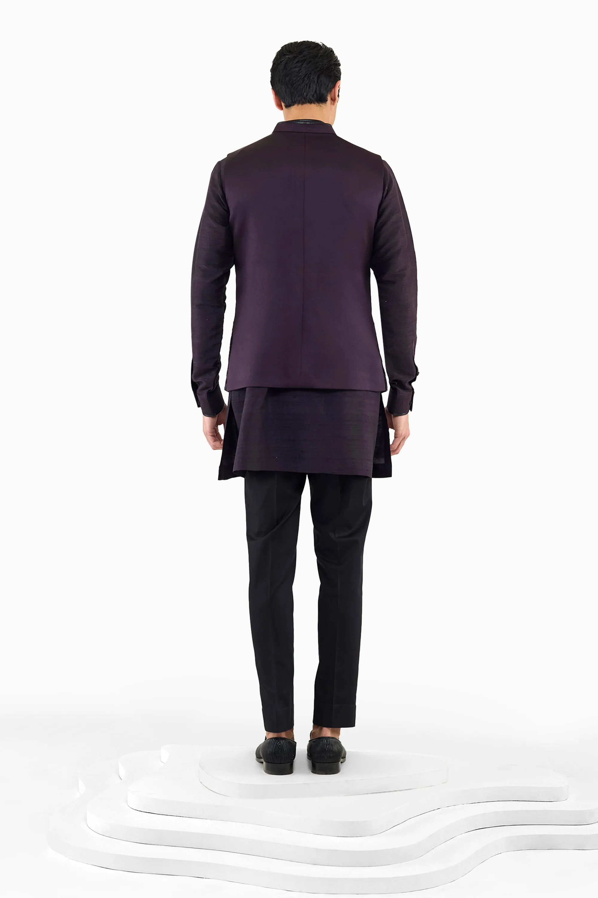 DEEP WINE JAMDANI NEHRU JACKET