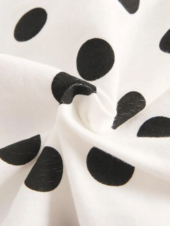 Doll Collar Black Polka Dots Baby Bodysuit