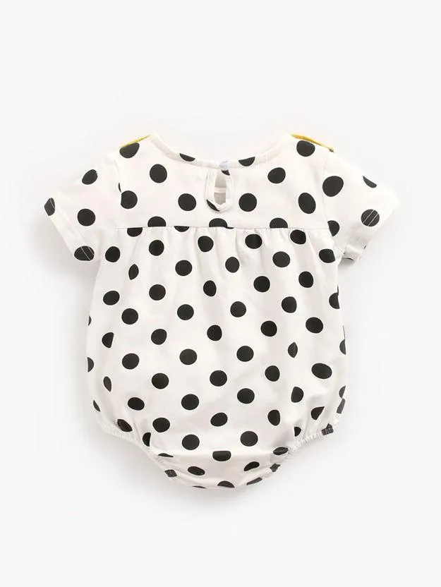 Doll Collar Black Polka Dots Baby Bodysuit