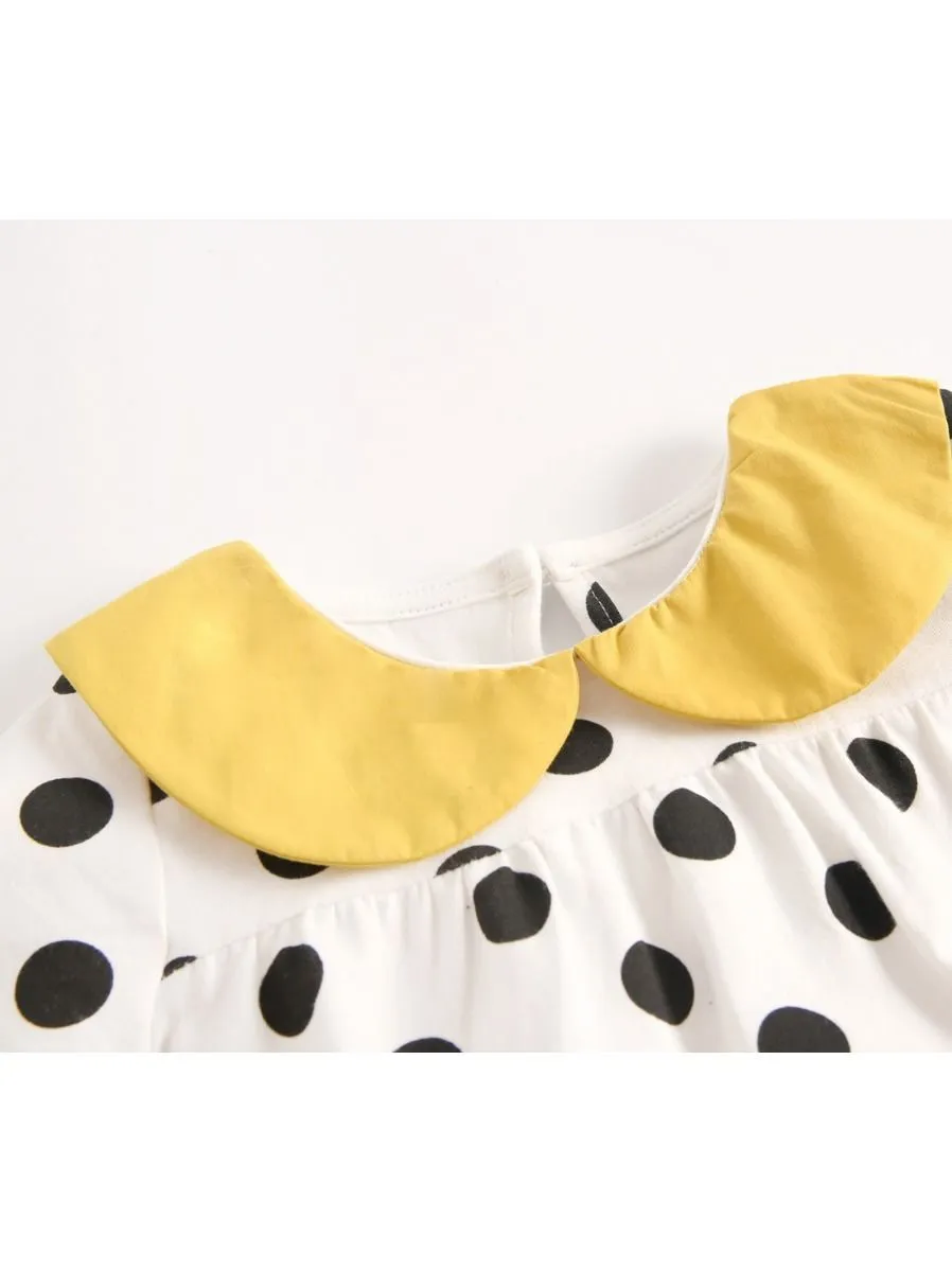 Doll Collar Black Polka Dots Baby Bodysuit