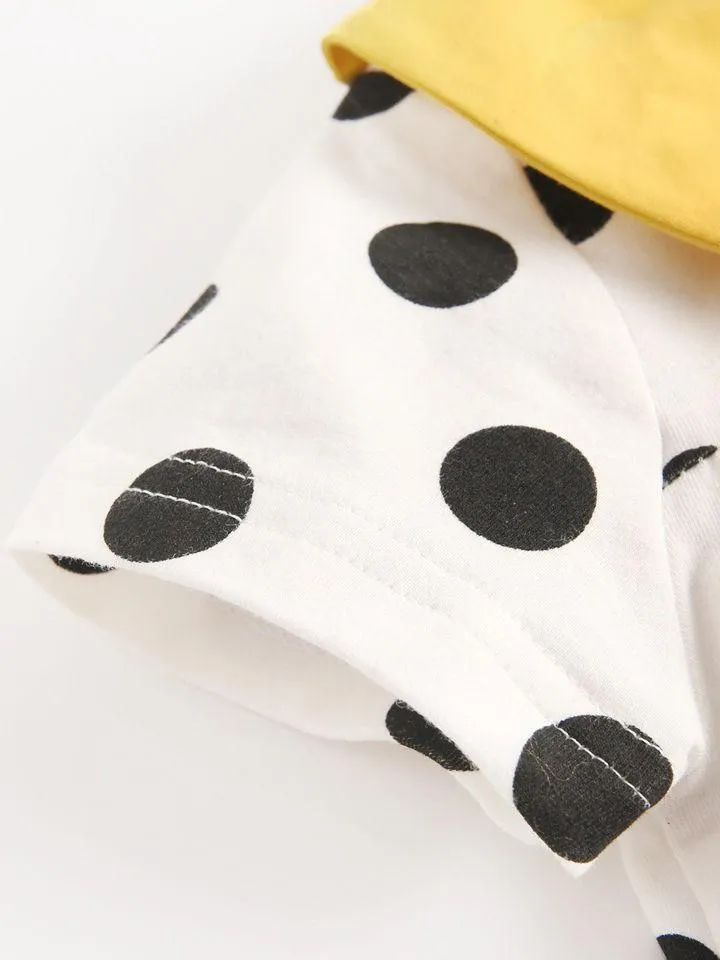 Doll Collar Black Polka Dots Baby Bodysuit