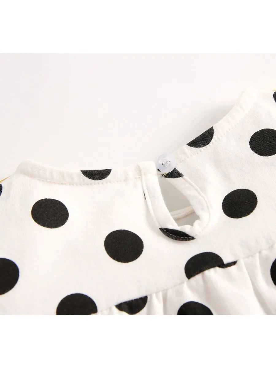 Doll Collar Black Polka Dots Baby Bodysuit