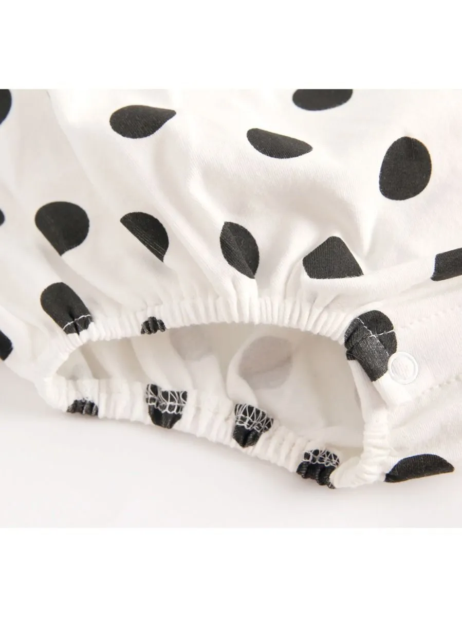 Doll Collar Black Polka Dots Baby Bodysuit