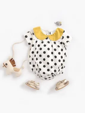 Doll Collar Black Polka Dots Baby Bodysuit