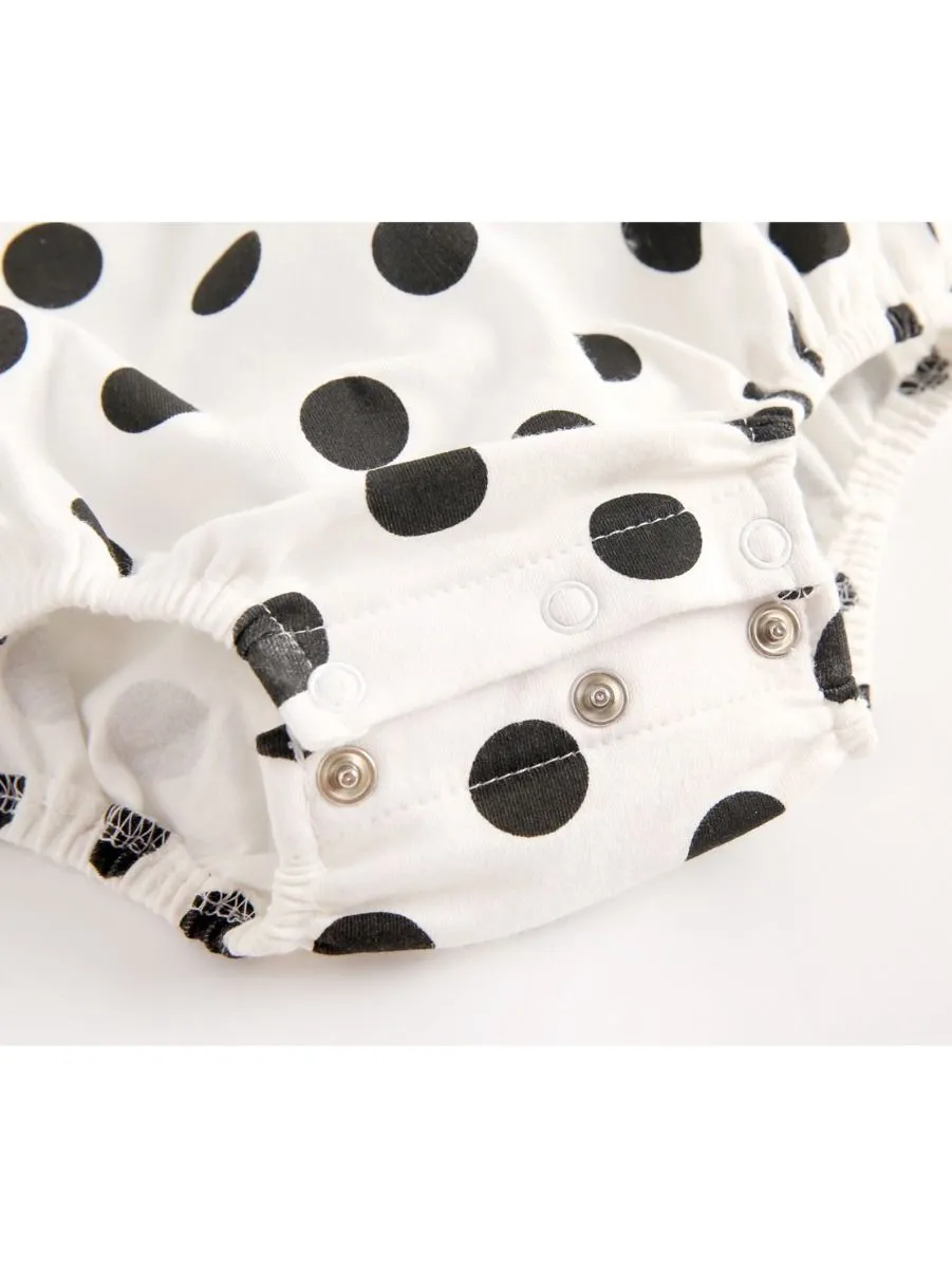Doll Collar Black Polka Dots Baby Bodysuit