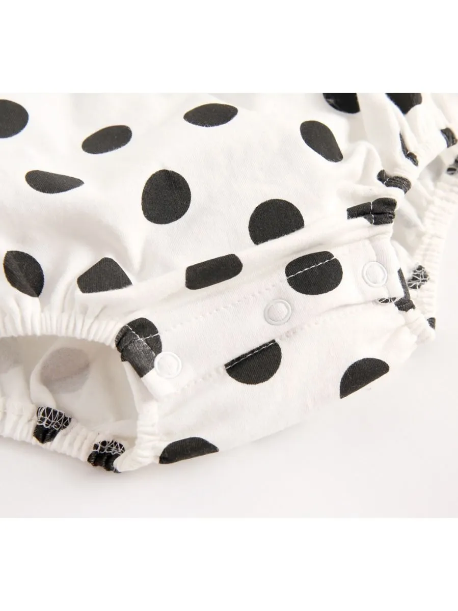 Doll Collar Black Polka Dots Baby Bodysuit