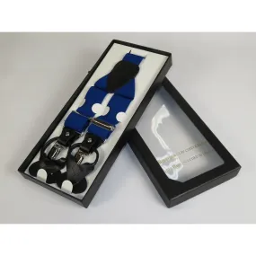 ELEGANT Suspenders Clip on and Button Option for Slacks or Pants Royal Blue