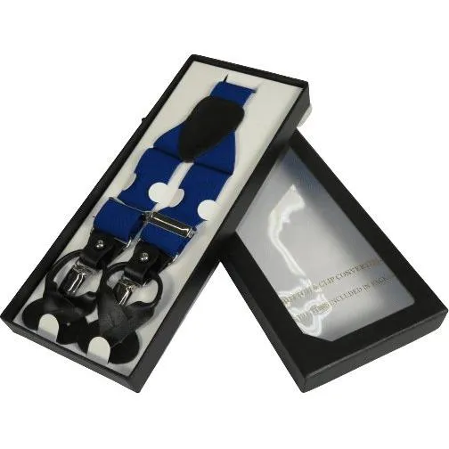 ELEGANT Suspenders Clip on and Button Option for Slacks or Pants Royal Blue