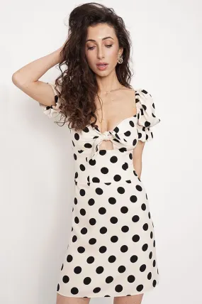 Elodie Dress White/Black Dot Pattern