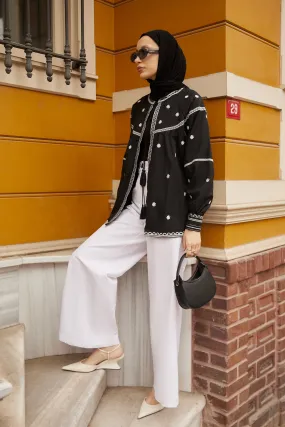 EMBROIDERED KIMONO WITH FRONT TIE