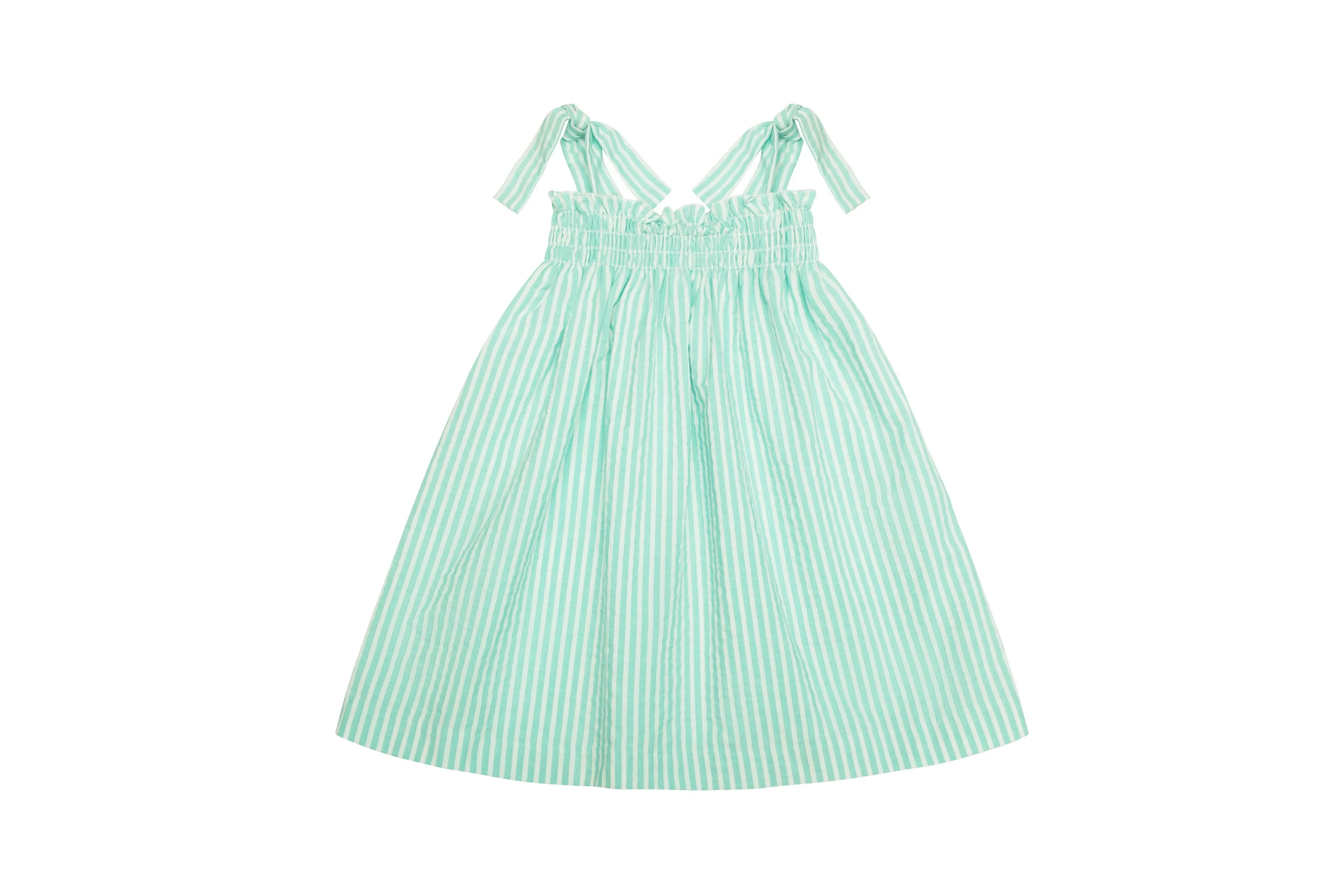 Emma Dress - Water Green Stripes