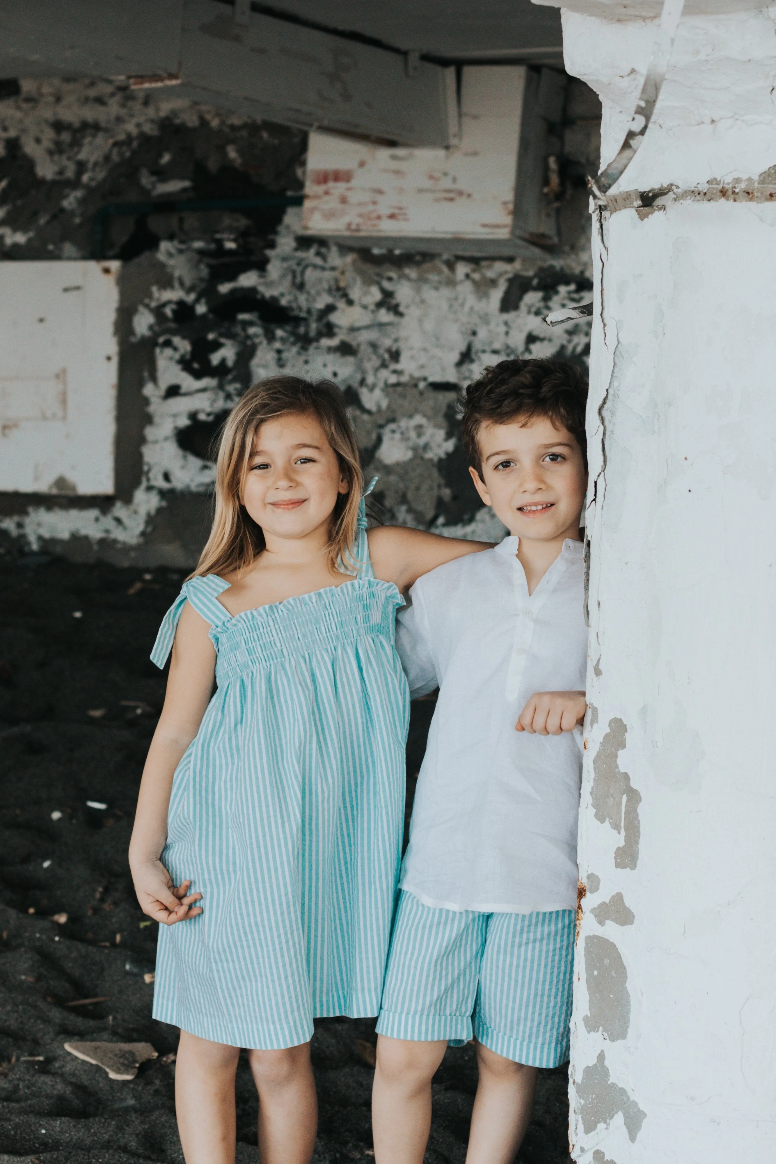 Emma Dress - Water Green Stripes