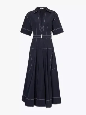 Esti V-neck cotton-blend woven midi dress