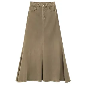 Fairy Grunge Denim Maxi Skirt