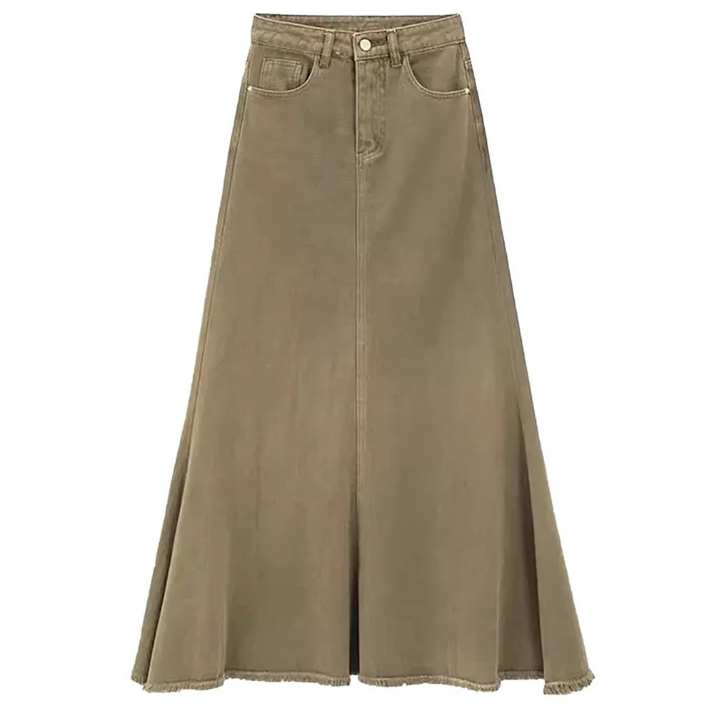 Fairy Grunge Denim Maxi Skirt
