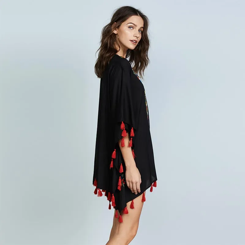Floral Embroidery Lace Up Tunic #Lace #Tunic