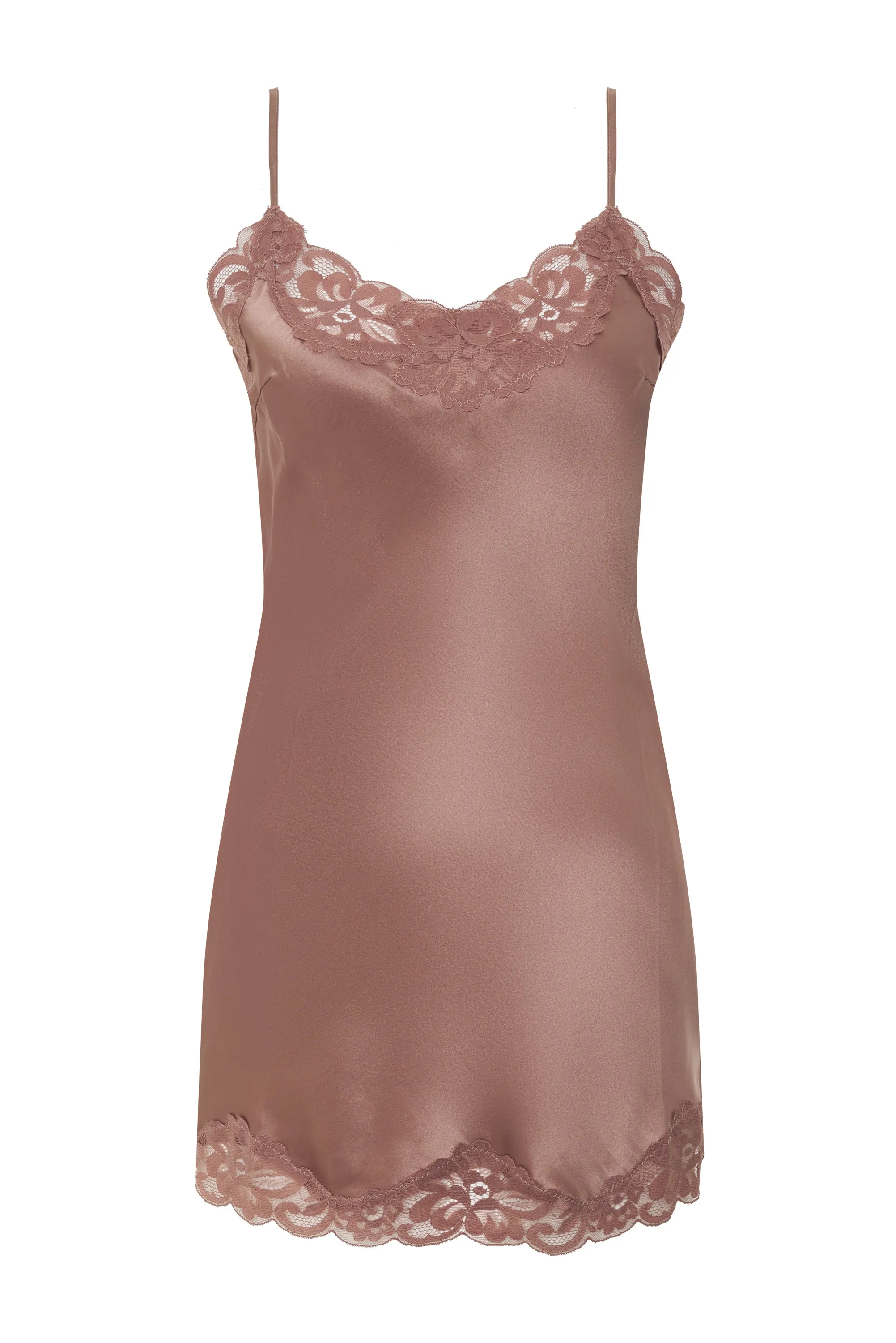 Floral Lace Silk Tunic Tobacco