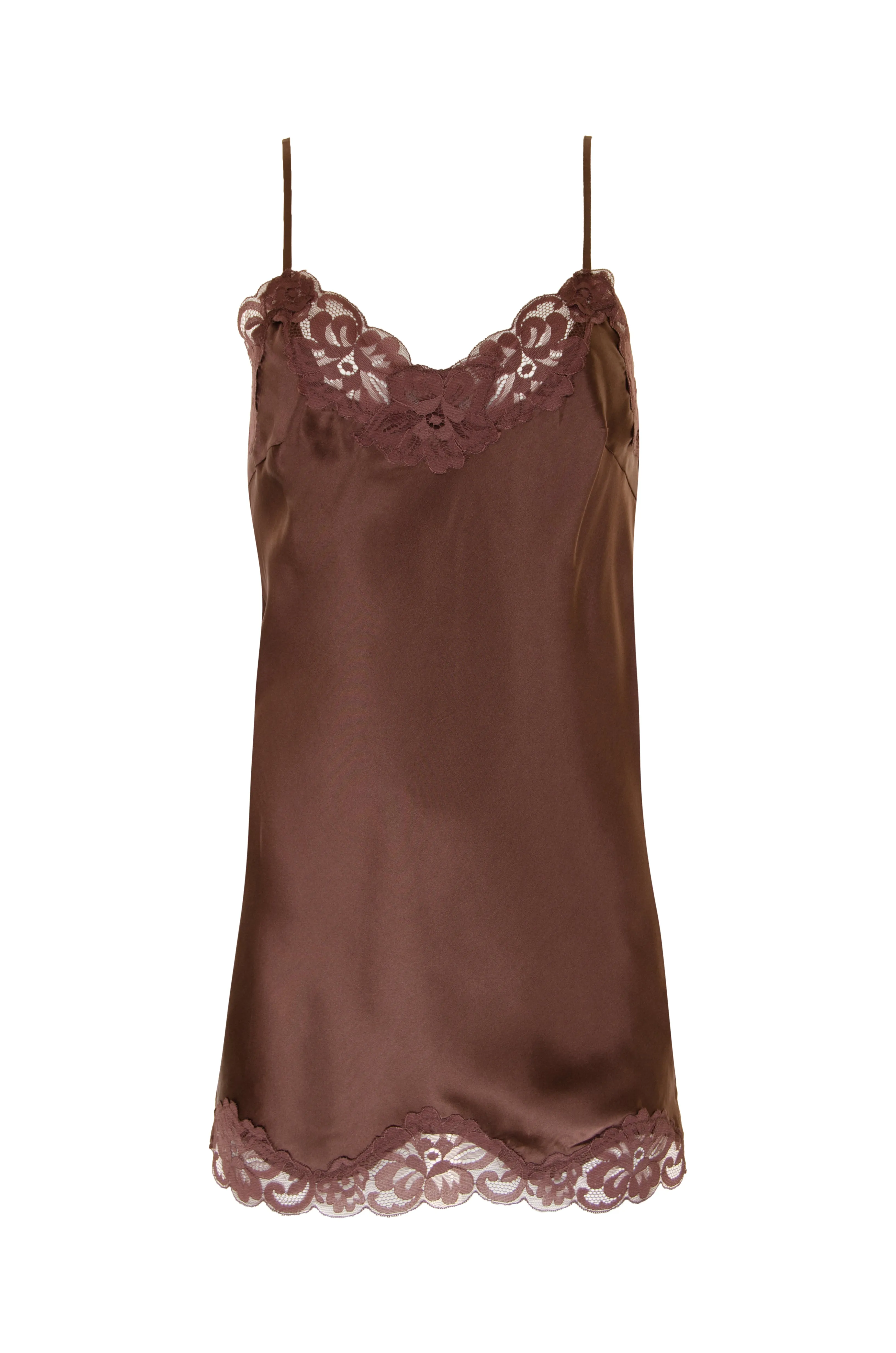 Floral Lace Silk Tunic Tobacco