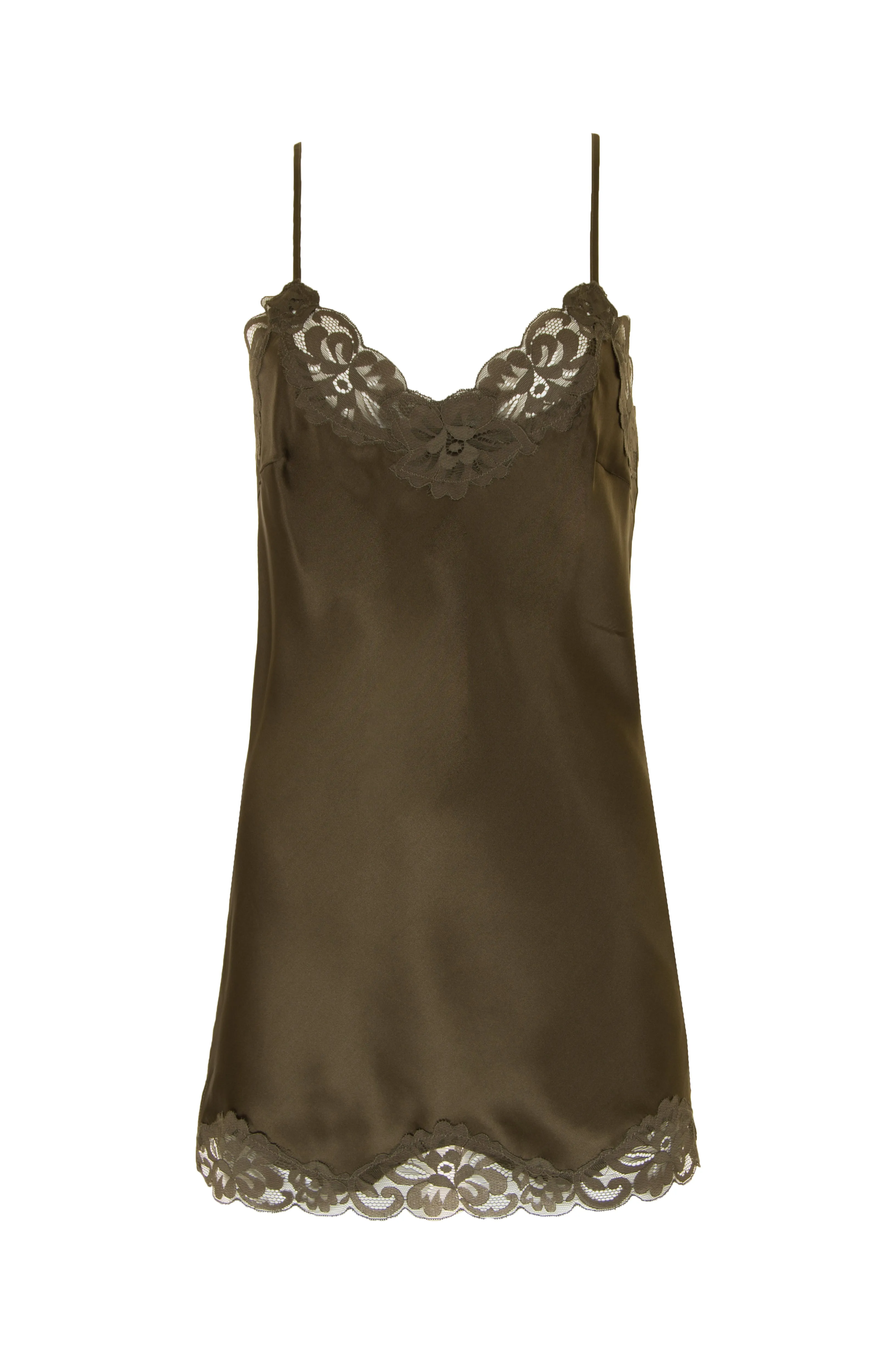 Floral Lace Silk Tunic Tobacco
