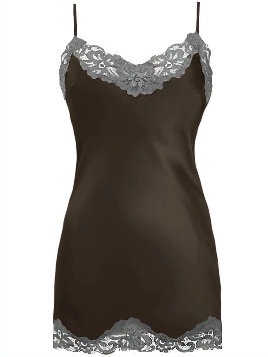 Floral Lace Silk Tunic Tobacco