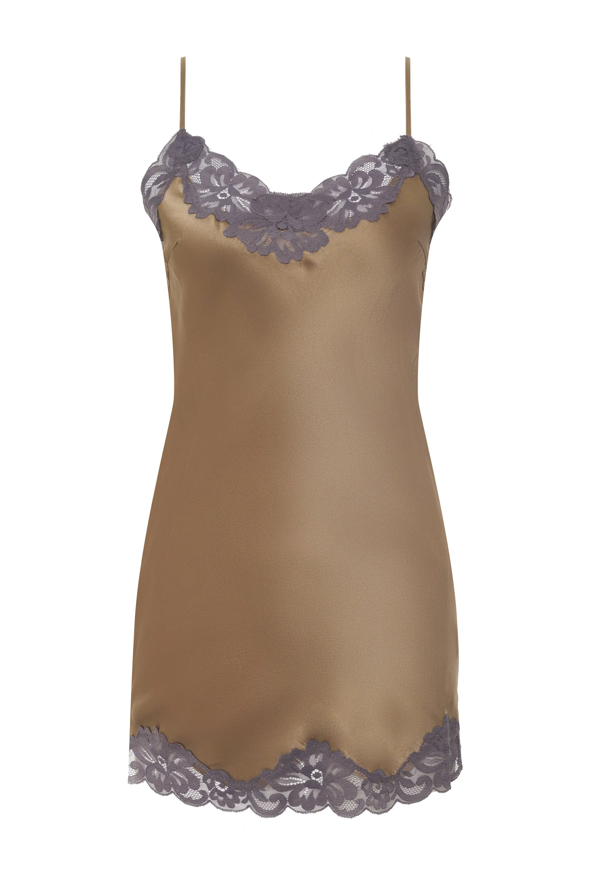 Floral Lace Silk Tunic Tobacco
