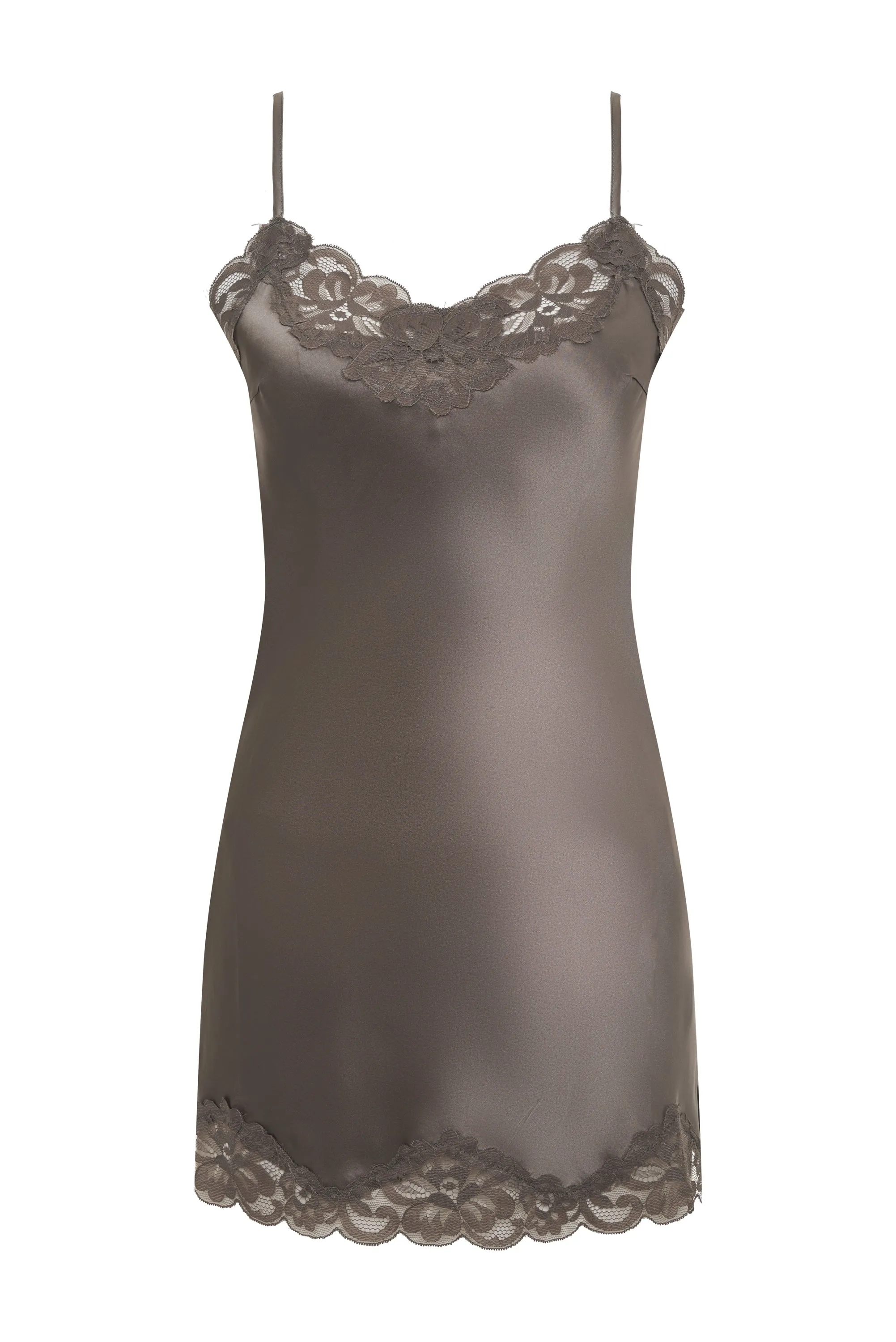 Floral Lace Silk Tunic Tobacco