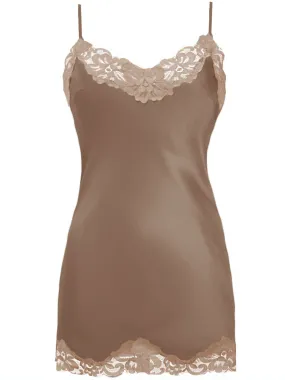 Floral Lace Silk Tunic Tobacco