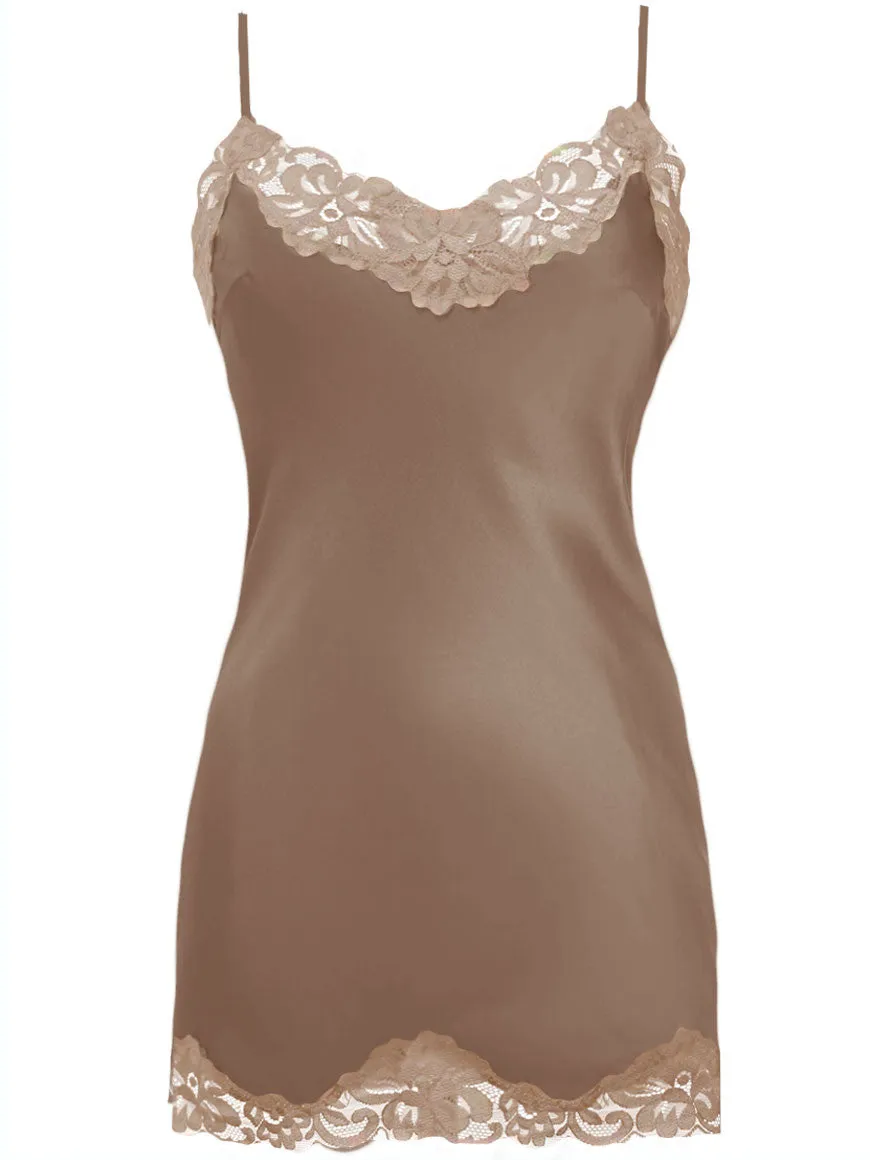 Floral Lace Silk Tunic Tobacco