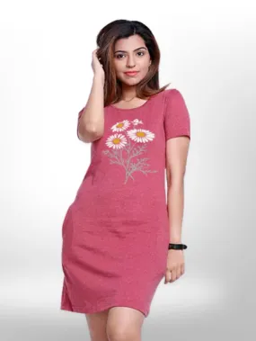 Flower Always Make You Happy Printed Long T-shirt For Women's