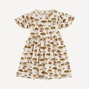 flutter sleeve dress | neutral fungi | organic cotton interlock