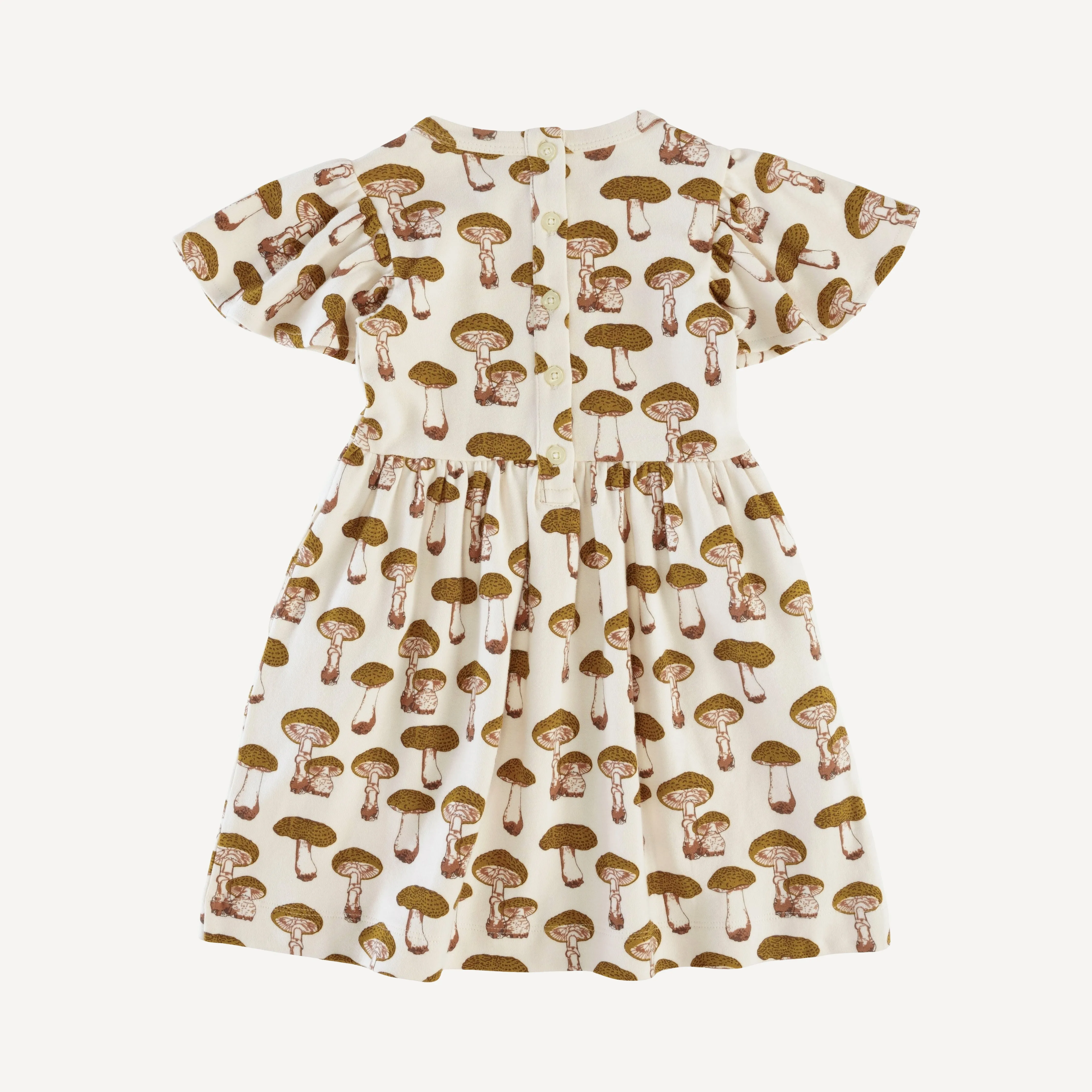 flutter sleeve dress | neutral fungi | organic cotton interlock