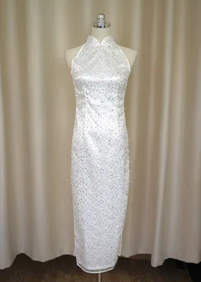 (FW24 ACTIVE) Cineraria Sequins Qipao w Two Slits (White) - RTW