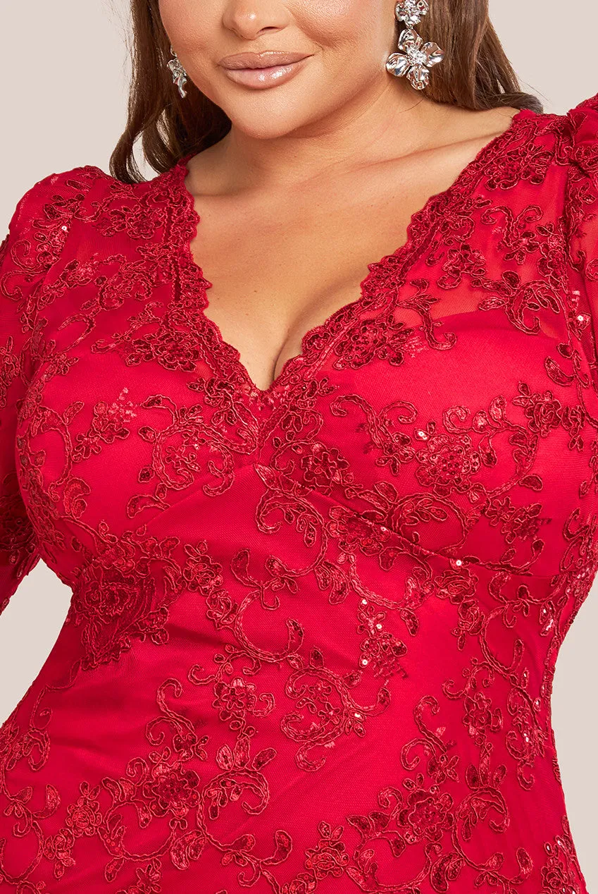 Goddiva Plus Scallop Lace Midi Dress