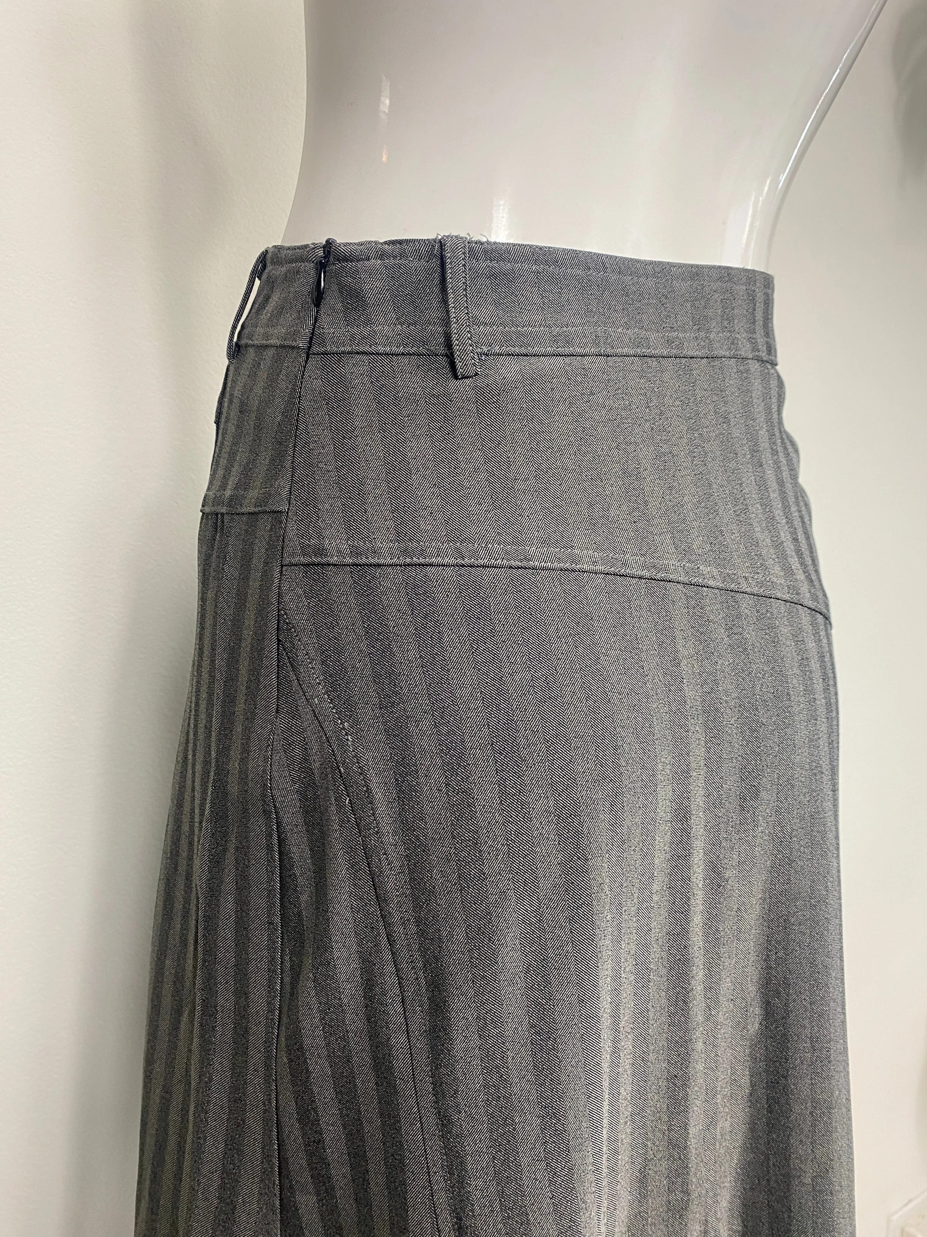 Gray Pinstripe Midi Skirt