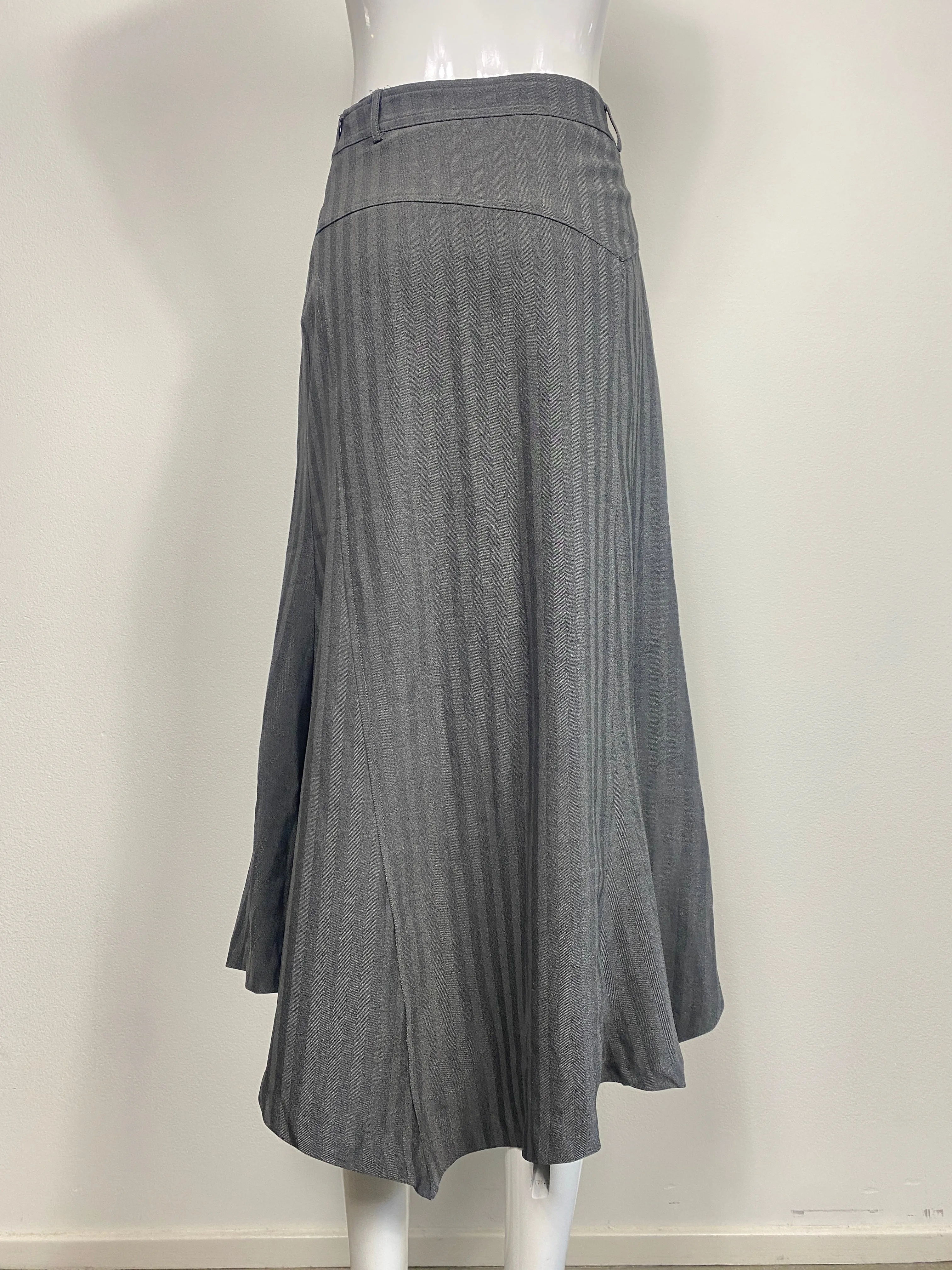 Gray Pinstripe Midi Skirt